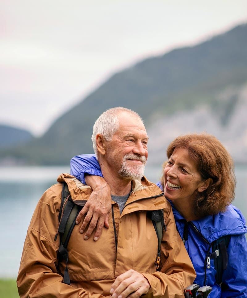 Active senior couple enjoying outdoor activities