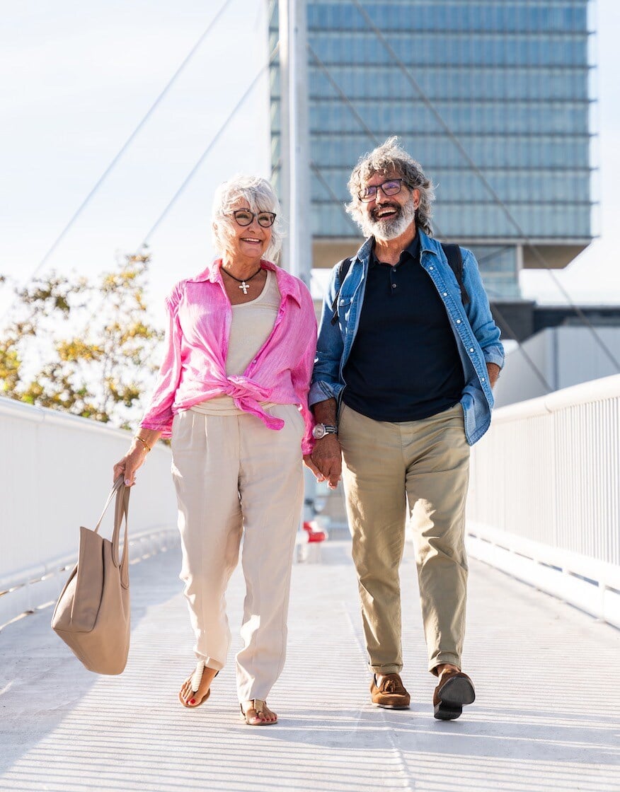 Senior couple enjoying a walk at Vancouver Waterfront